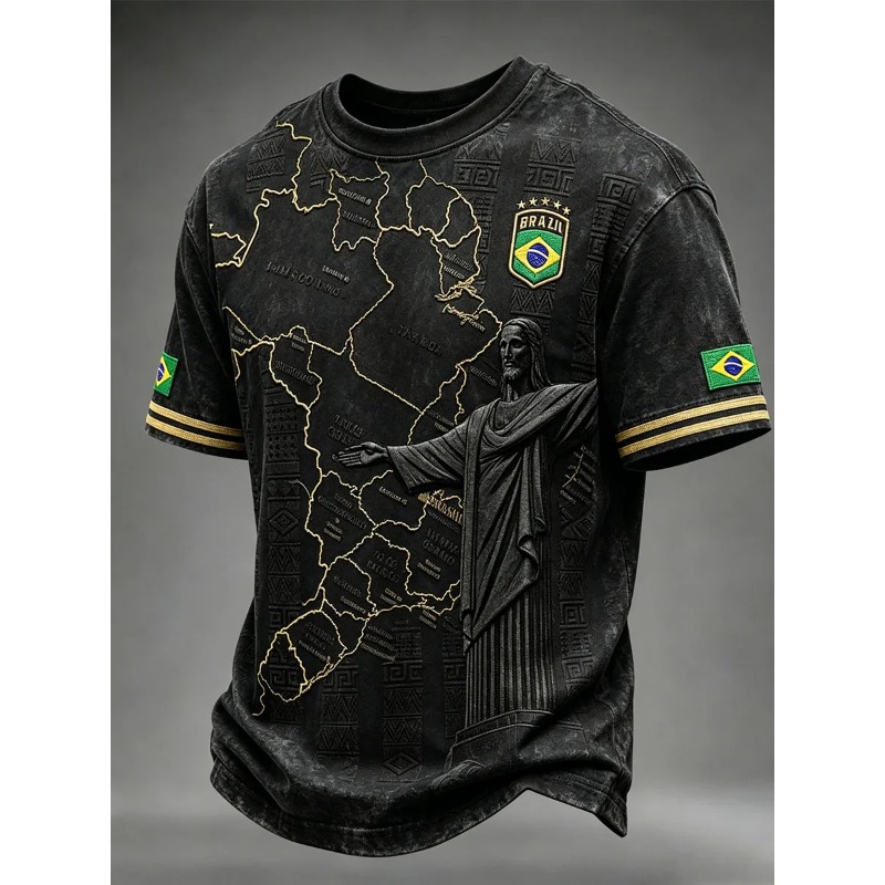 Black Brazil Street Style Tee  - 3D Printing Gold review and price