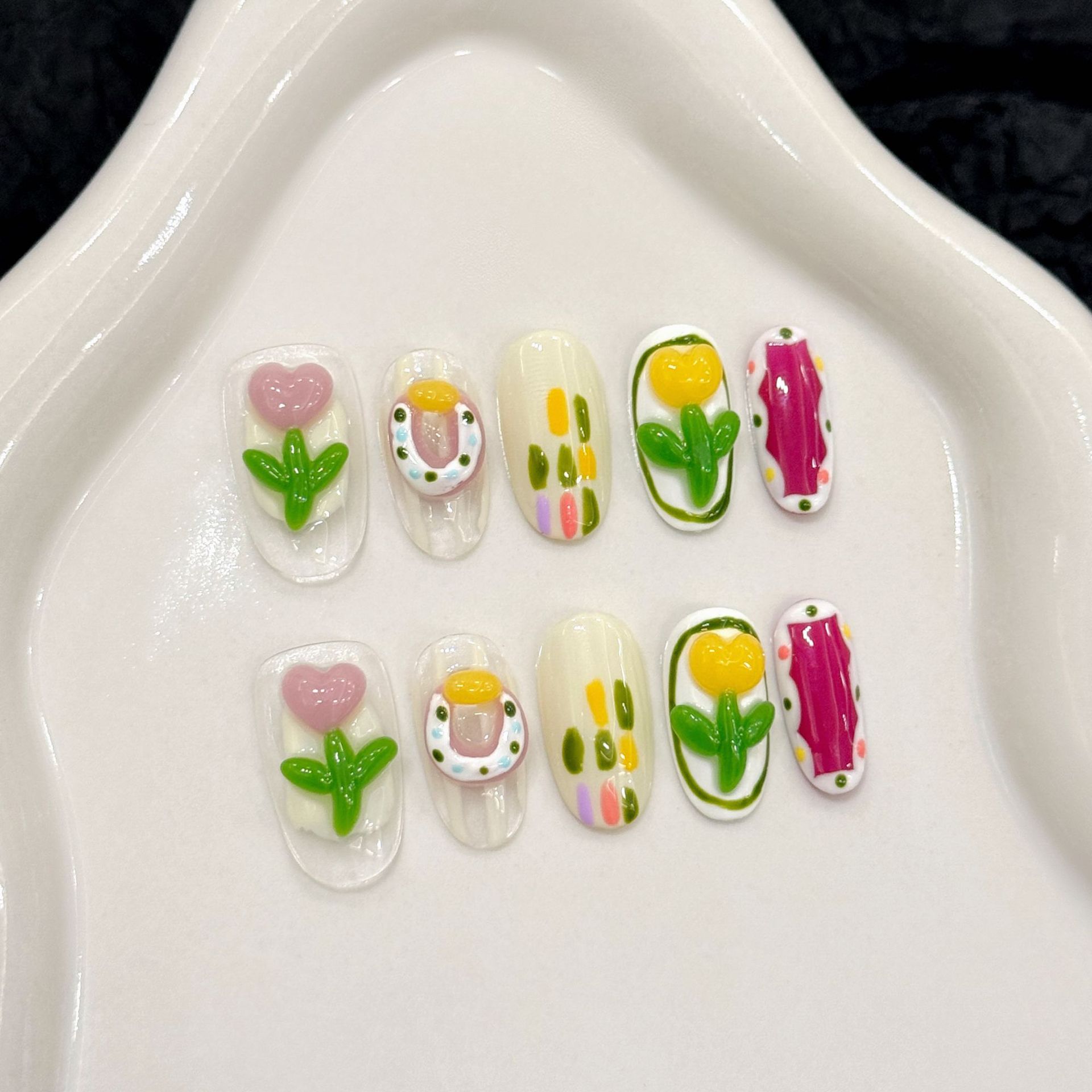 10pcs Handmade Press on Nails  - 3D Printing Nails review and price