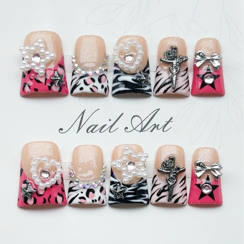 10PCS Y2k Purple Pink Zebra Le - 3D Printing Nails review and price