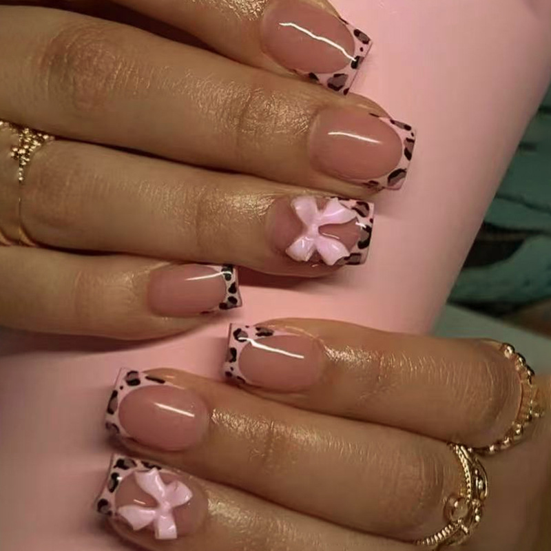 Pink Leopard Print French Tip  - 3D Printing Nails review and price