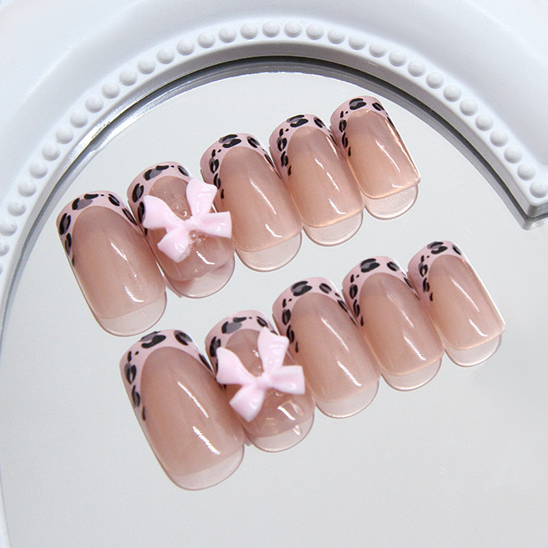 Pink Leopard Print French Tip  - 3D Printing Nails review and price
